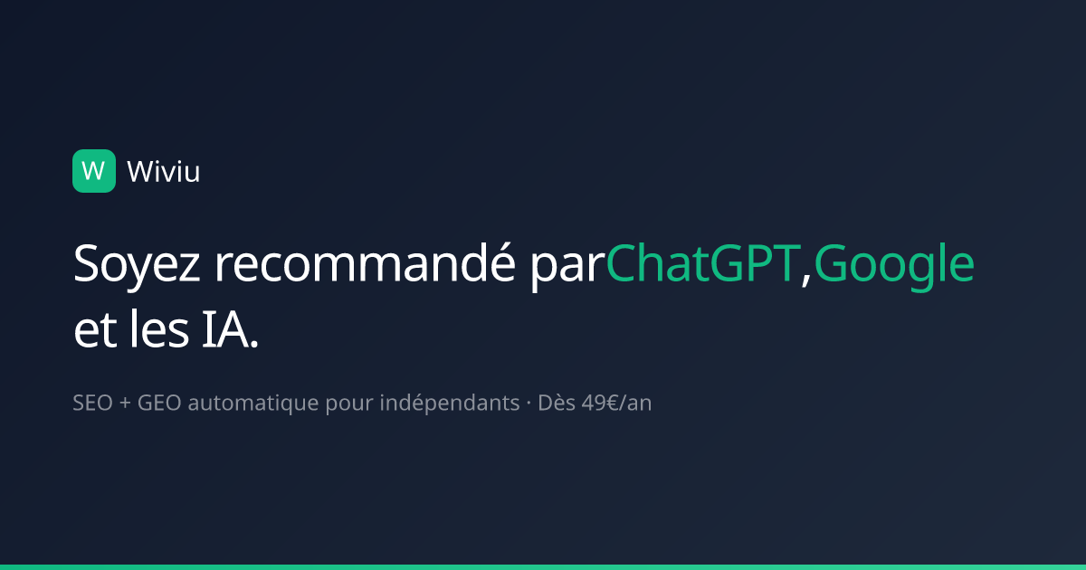 Wiviu — SEO et GEO automatique pour indépendants. Soyez recommandé par Google, ChatGPT et les IA.